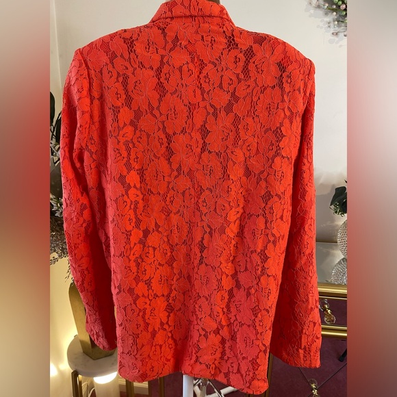 Boho Fabulous Floral Lace Notch Collar Open Blazer Jacket NWOT Ces Femme size M - Picture 9 of 10